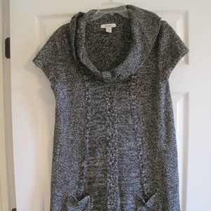 STYLE AND COMPANY BLACK AND WHITE MARLED SHORT SLEEVE LONG SWEATER XL